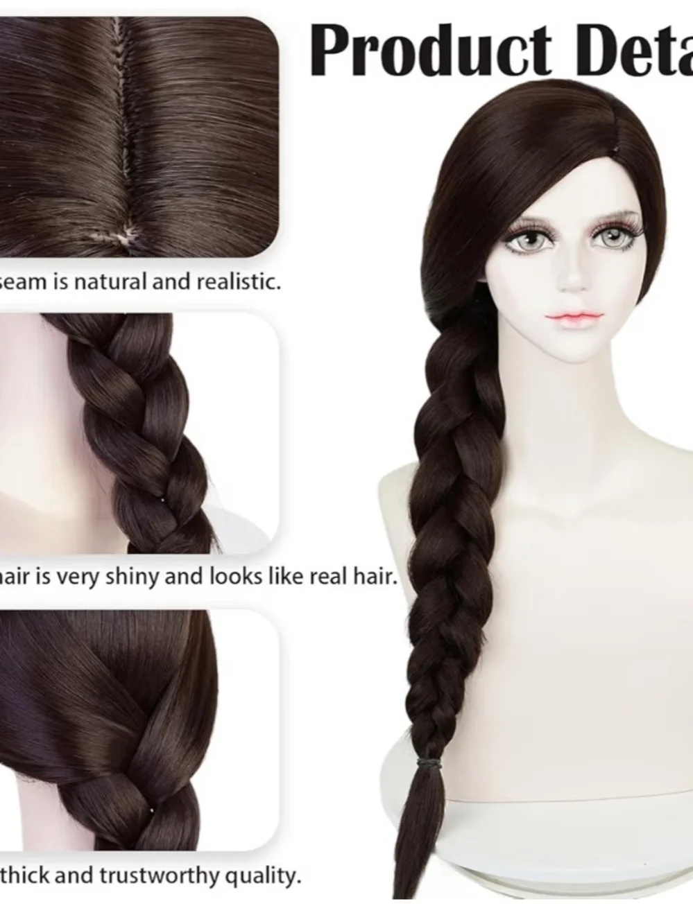 Alphaba Black Long Braided Wig with Glasses and Hair Net And Glasses